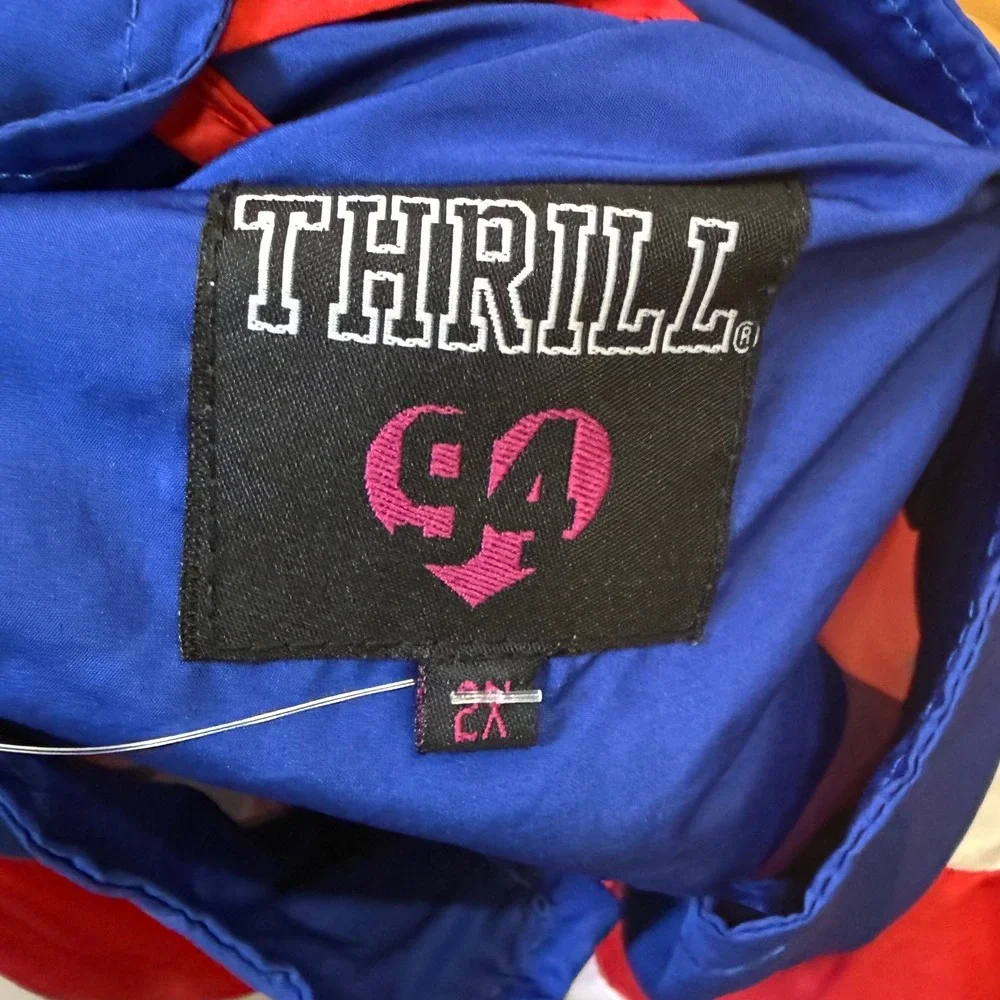 Thrill‎ 94 2X Colorblock Windbreaker LOVE Quarter Zip Jacket Blue Red White NWT